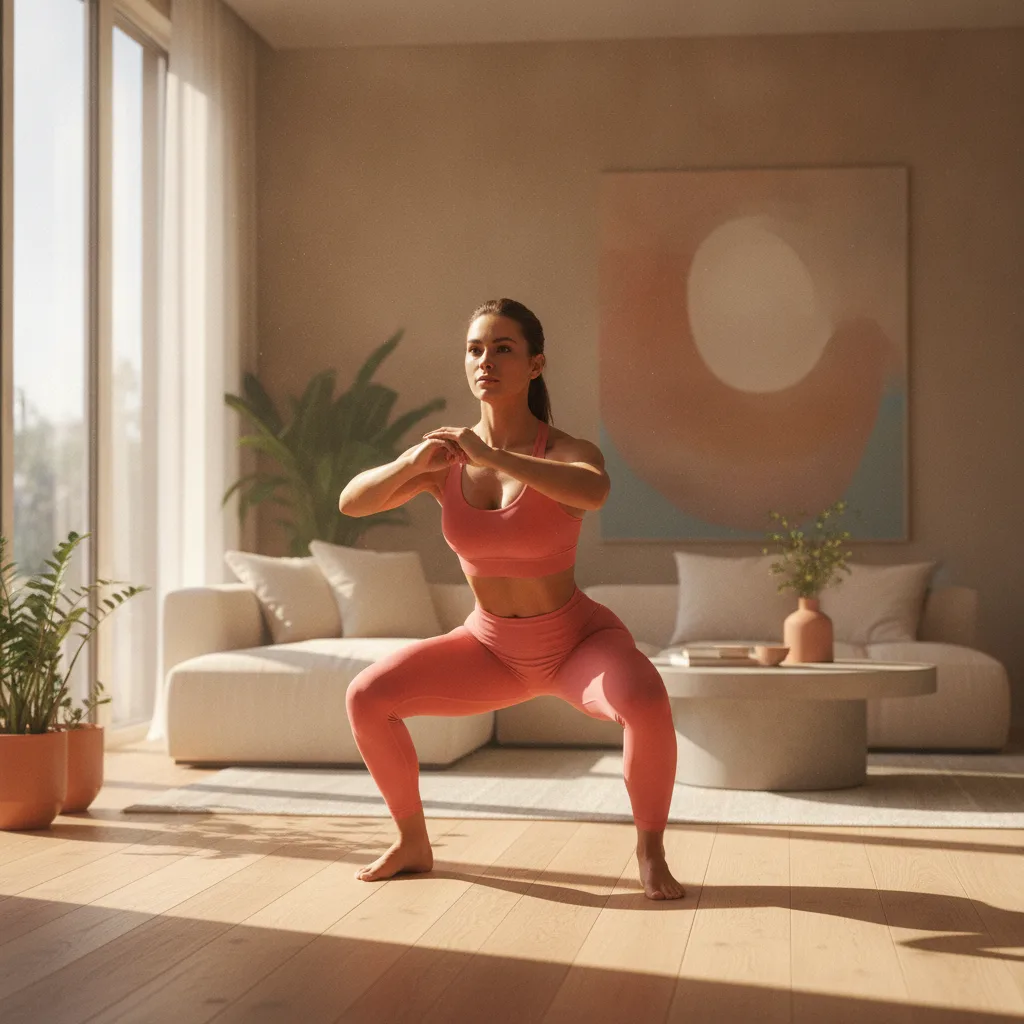Woman training at home